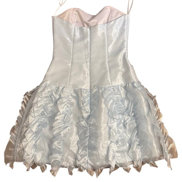 Jessica McClintock for Gunne Sax Dress VTG Strapless Ruffle Party Blue Size 5/6 - Picture 4 of 11
